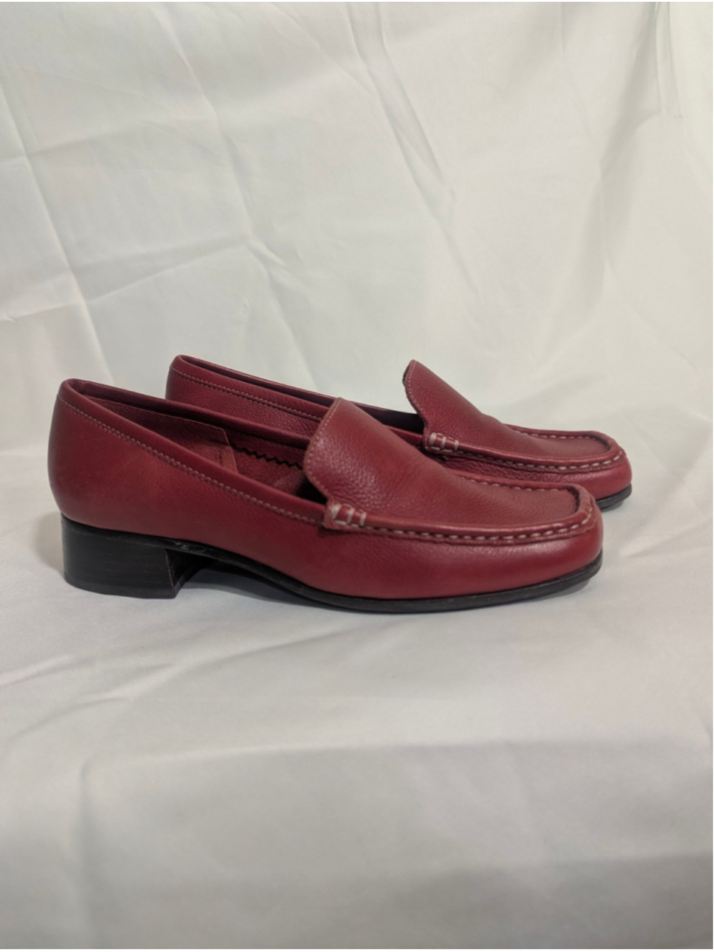 Etienne Aigner Vintage Quiz Dark Red Leather Loafers Size 7 - Picture 4 of 12